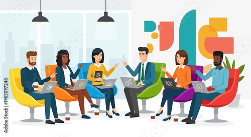 Diverse group of people sitting together.