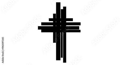 Abstract Black Cross Symbol on White Background.