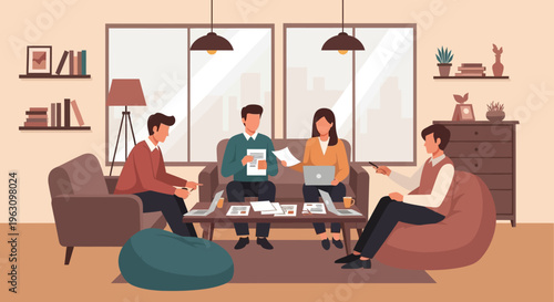 Group of people sitting in living room.