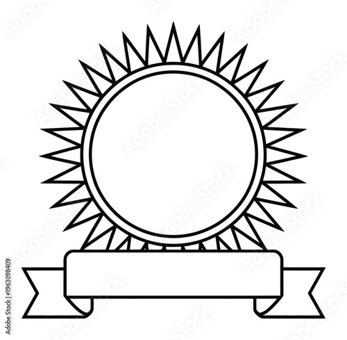 Simple Sunburst Emblem with Banner for Text