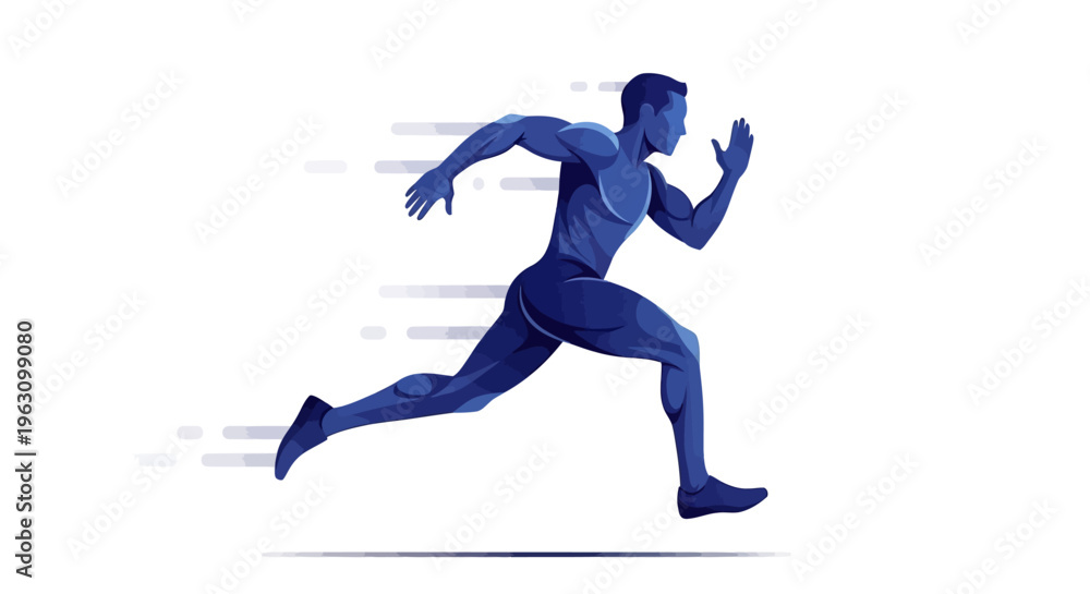Obraz premium Man Running Fast on Track Field.