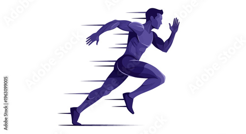 Man Running Fast in Motion Blur.