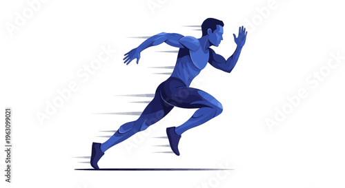 Man Running Fast in Motion Blur.