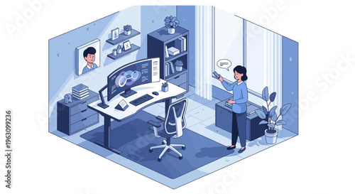 Man working on computer at desk.