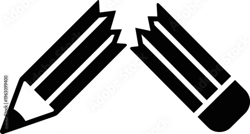 Broken pencil icon with a minimalist design, representing frustration, an error, or a failed task. Vector illustration for web or app