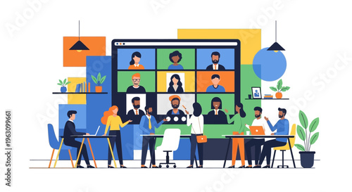 People in a business meeting room.