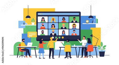 People on video conference call together.