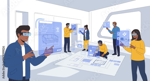 People wearing virtual reality goggles.