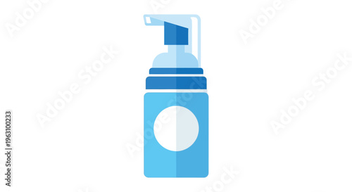 Blue hand sanitizer bottle in simple illustration for health and hygiene