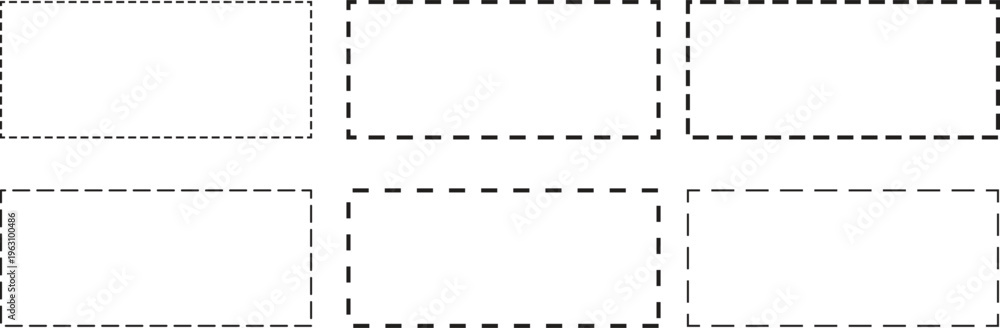 Obraz premium Dashed Rectangle Frames Set – Editable Outline Border Boxes Collection