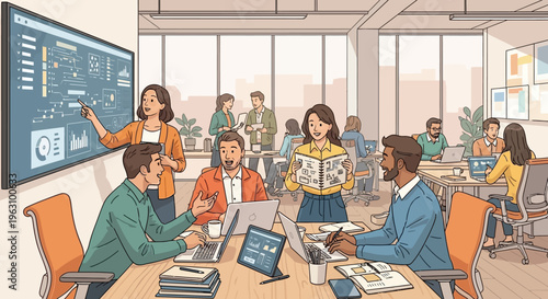 Students working together on project.