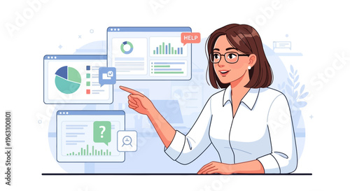 Woman pointing at business presentation chart.