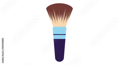 Makeup brush in minimalist flat design with brown and blue colors for beauty product advertising
