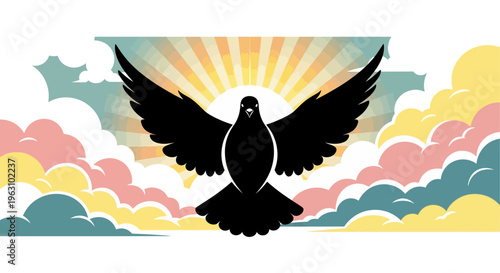 Majestic dove in flight symbolizing peace and freedom.
