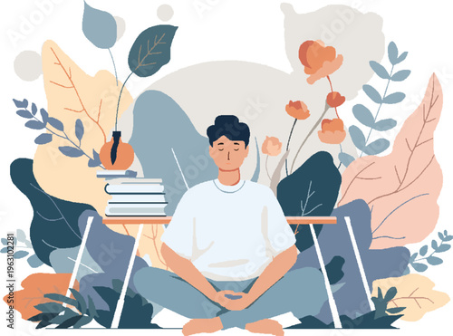 Person Practicing Mindfulness and Meditation at Desk for Work Life Balance