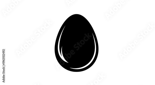Simple black egg silhouette on a white background.