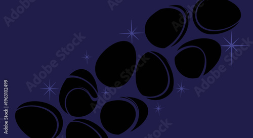 Abstract dark oval shapes with subtle outlines arranged diagonally.