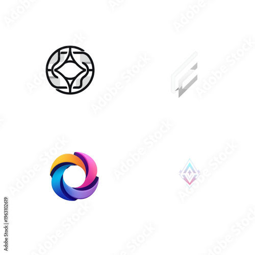 Modern Abstract Circular Gradient Logo Vector – Vibrant Colorful 3D Swirl Graphic for Tech, Branding, and Corporate Identity