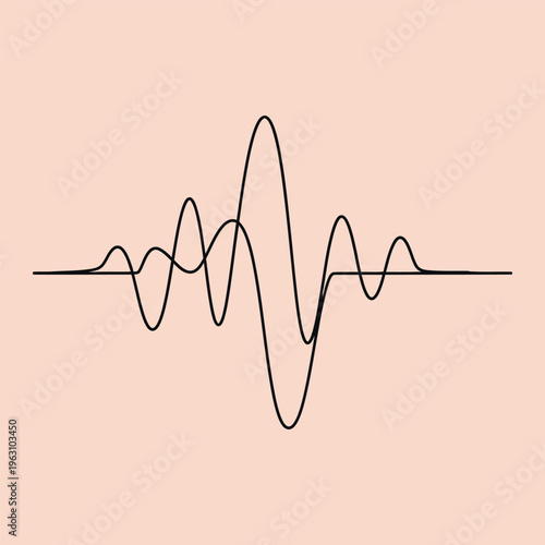 Minimal line waveform on peach background line minimal peach background black lines abstract signal wave