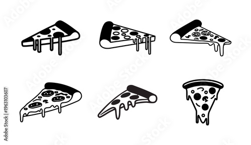 Delicious Pizza Slices Vector Illustration Set