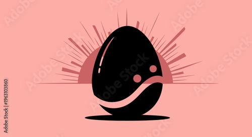 Mysterious black egg with abstract design and subtle glowing elements.