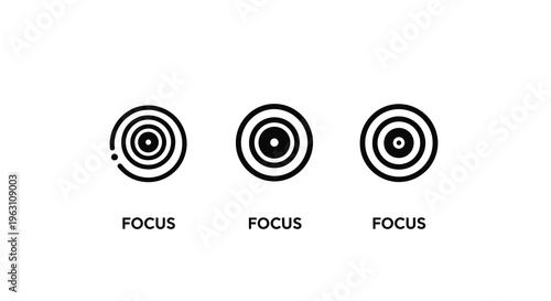 Three concentric circles with focus text a minimalist silhouette