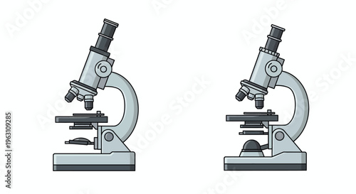 Two gray microscope illustrations presented as a distinct silhouette