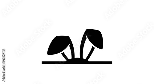 Simple black silhouette of bunny ears on a white background.