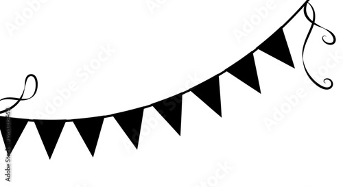 Simple black bunting banner with triangular flags for celebration.