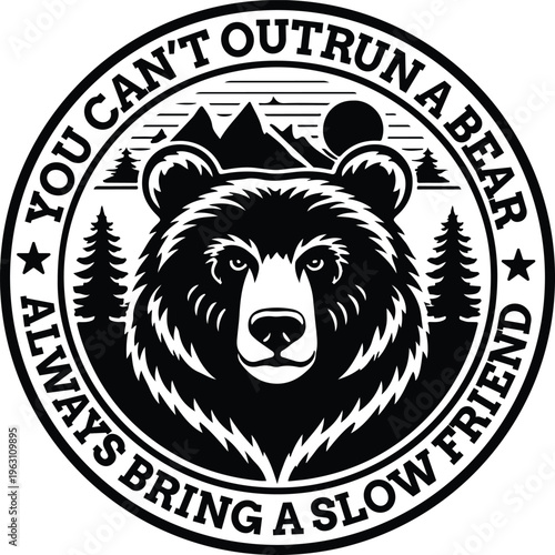 Tell Everybody I'm On My Way Bear Silhouette Mountain Forest Adventure Vintage Outdoor Camping Hiking Nature Wildlife T-Shirt Design Graphic Retro Wilderness Travel Explore Badge Logo