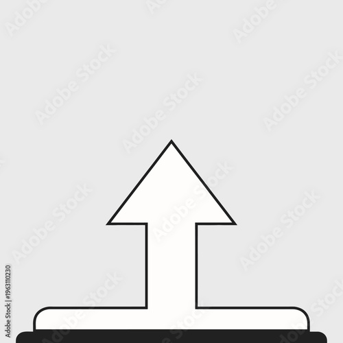 Minimalist upload icon with upward arrow on clean base