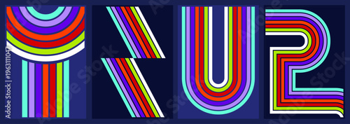 retro vintage 70s style stripes background poster lines. shapes vector design graphic 1970s retro background. abstract stylish 70s era line frame illustration