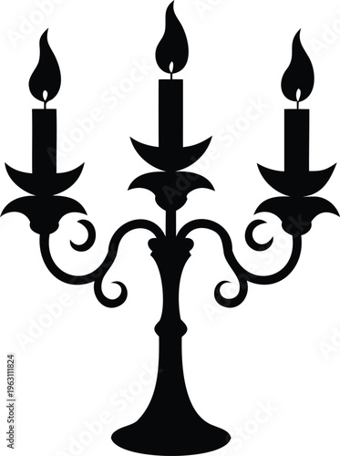 Elegant three armed candelabra with candles