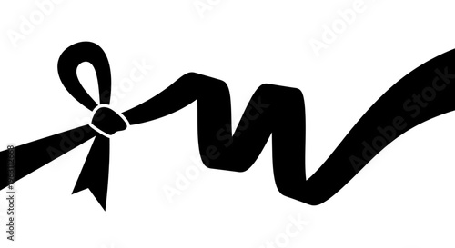 Elegant Black Ribbon Bow and Swirl Design Element.