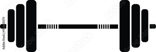 Barbell weight silhouette gym equipment icon strength training fitness bodybuilding vector illustration isolated on white background for workout and sport design