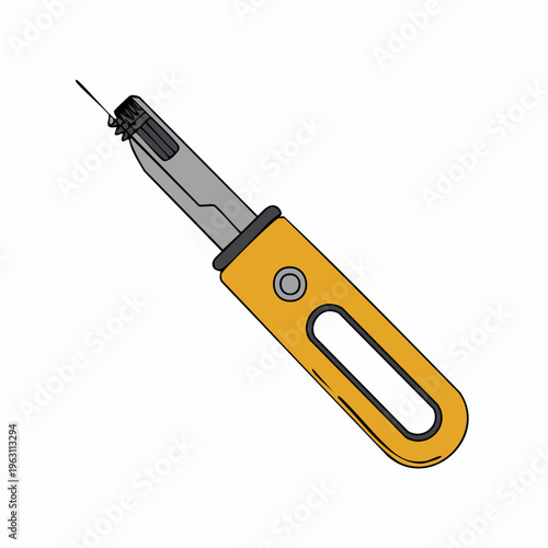 Yellow utility knife illustration with orange handle