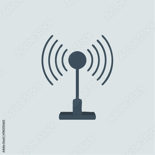 Simple dark blue wireless signal transmitter icon