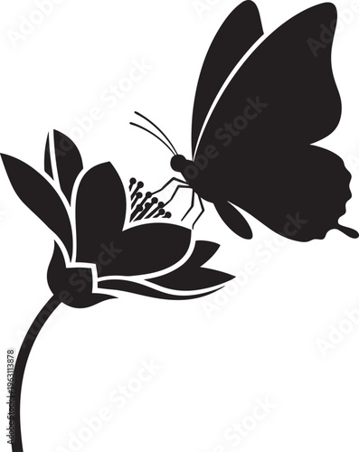 Butterfly on flower vector illustration perfect for nature-themed designs spring and summer projects garden wildlife and insect imagery