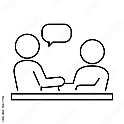 対面で会話をしている人の線画アイコン