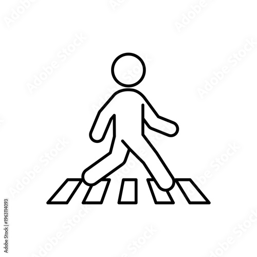 横断歩道を渡っている人の線画アイコン