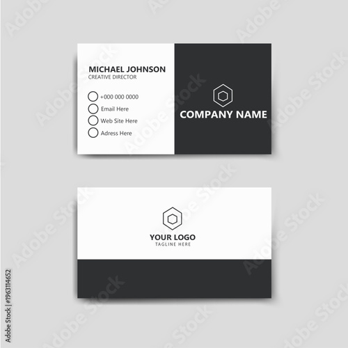 Minimalist Professional Black and White Business Card Template.