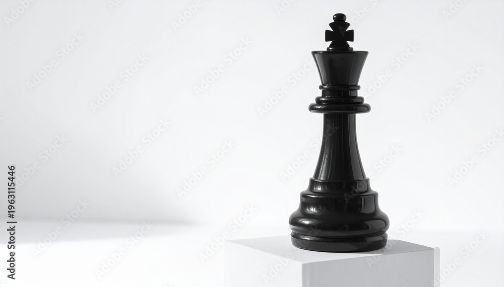 Fototapeta premium Black Chess King on White Pedestal