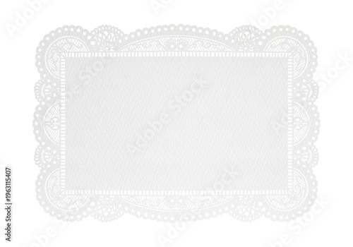 Bild auf Leinwand White Paper Lace Doily for Retro Cafe and Restaurant Table Setting-300dpi-