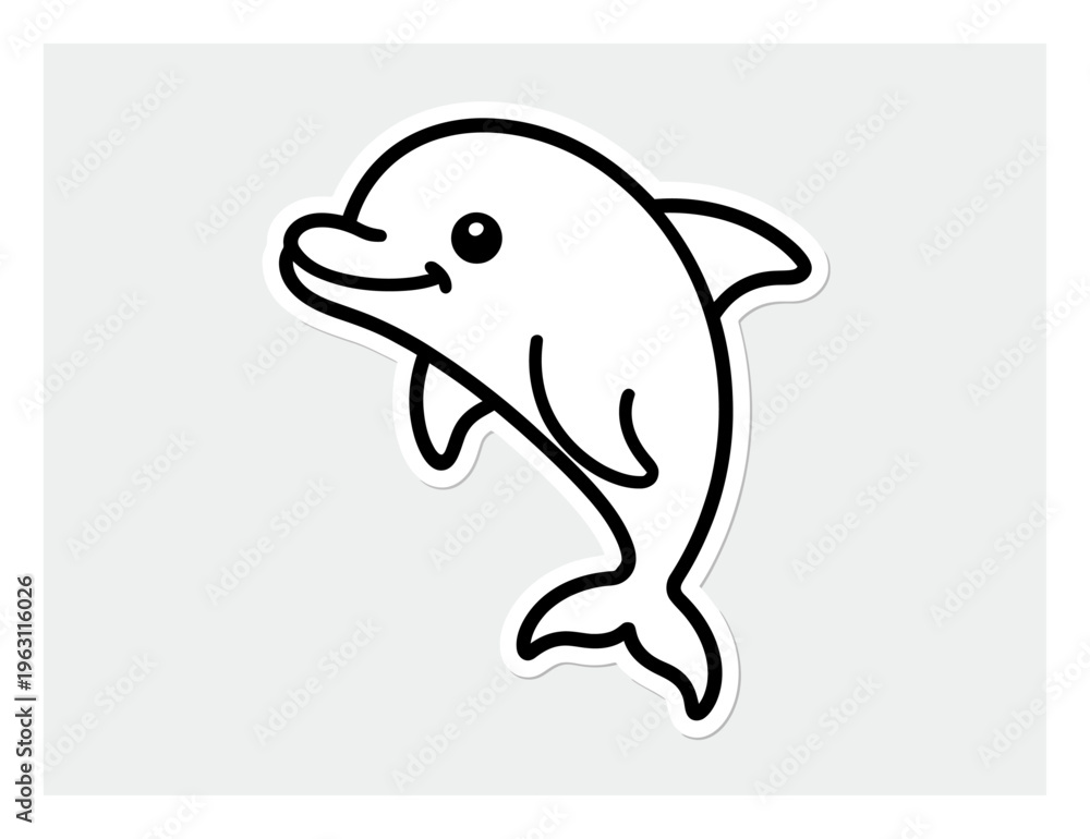 Obraz premium Black and White Dolphin Vector Illustration