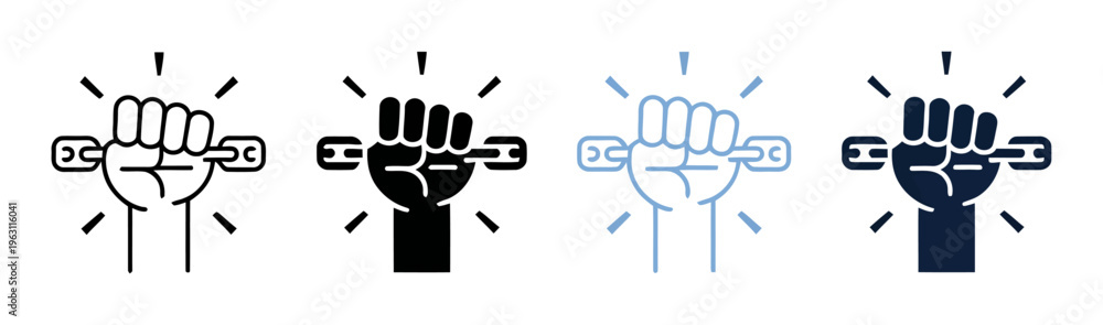 Fototapeta premium Breaking Free Fist Breaking Chain Vector Illustration
