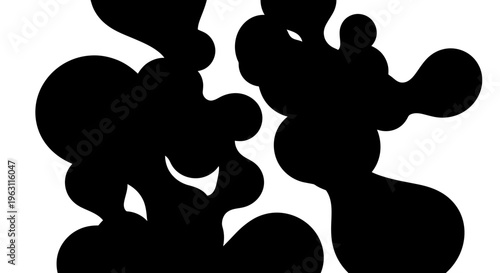 Abstract black organic shapes on a white background.