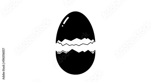 Cracked egg silhouette, symbol of new life and fragility.