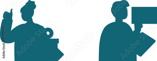 Two people engaged in a presentation and audience interaction during a professional speaking event