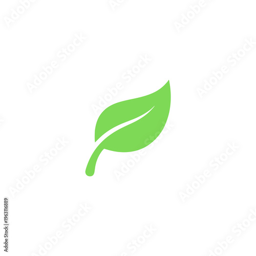 Green leaf vector icon isolated on white background, symbol of nature, ecology, and organic growth for environment-themed design.