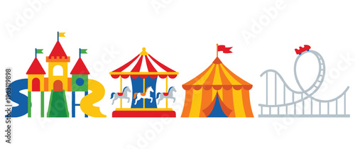 Amusement park rides and attractions.